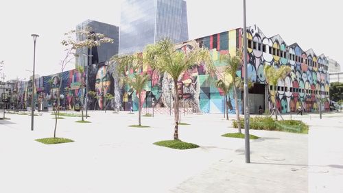 Panoramic view of city against clear sky