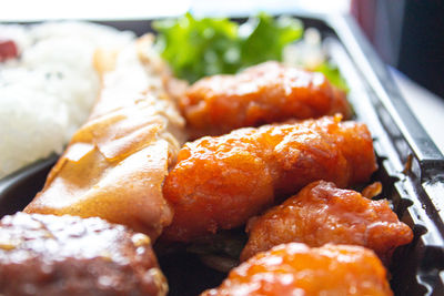 Close-up of served food in plate