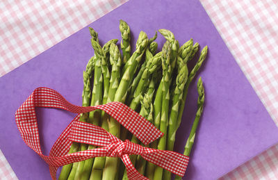 High angle view of vegetables on cutting board