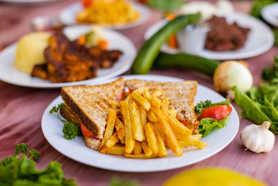 Close-up of food in plate on table