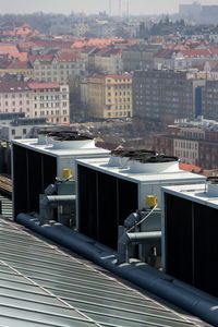 High angle view of buildings in city