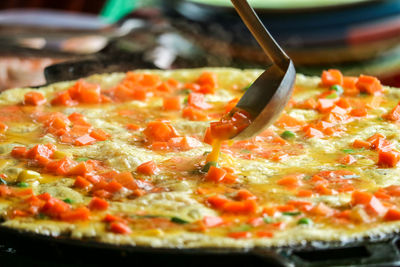 Close-up of pizza in plate
