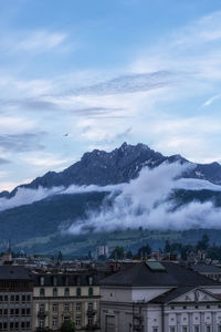 Scenic view of mountains against sky