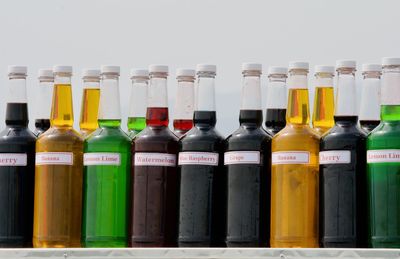 Close-up of bottles