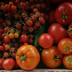 Full frame of tomatoes in market