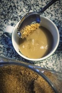 High angle view of breakfast in bowl