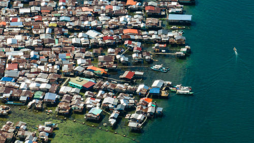 High angle view of buildings in city