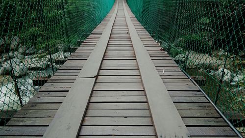 Surface level of footbridge along trees