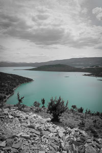 Scenic view of lake against sky