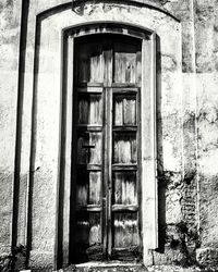 Closed door of house