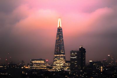 View of skyscrapers at night