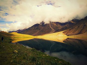 Scenic view of mountains against sky