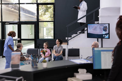 Business colleagues working in office