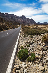 Surface level of road against sky