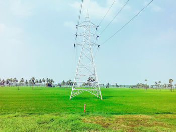 Scenic view of field against clear sky