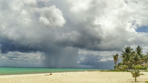 Scenic view of sea against cloudy sky