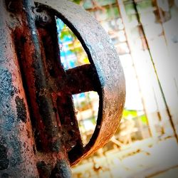 Close-up of rusty wheel