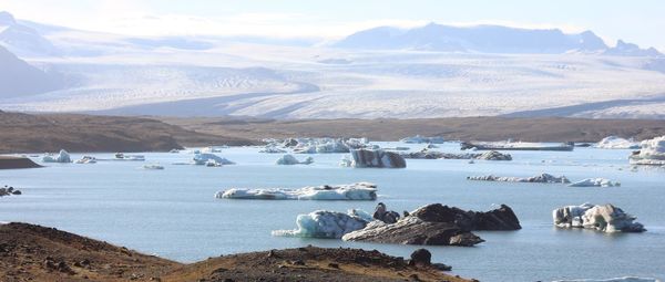 Scenic view of glacier and river