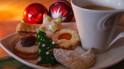 Close-up of dessert on table