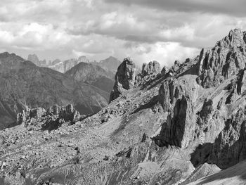 Scenic view of mountain range against sky