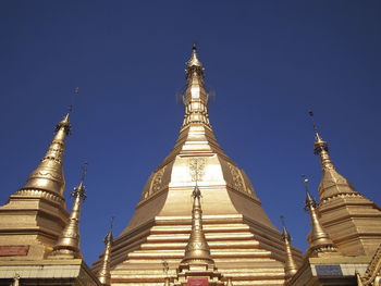 Low angle view of pagoda against sky