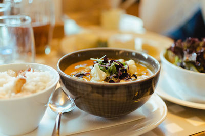 Close-up of food in bowl on table