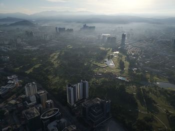 High angle view of buildings in city