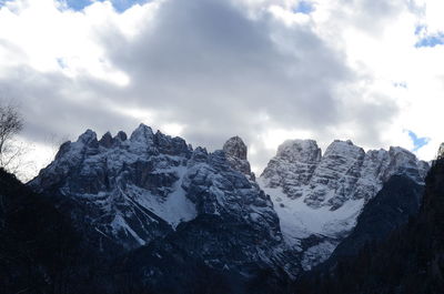 Scenic view of mountains against sky during winter