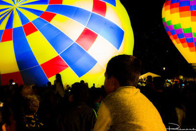 Colorful umbrellas at night