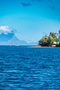 Scenic view of sea against blue sky