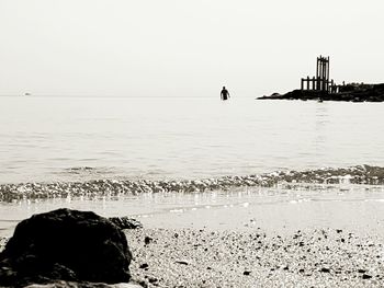 Scenic view of sea against clear sky