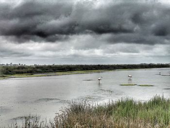 Scenic view of lake against sky