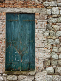 Closed door of old building