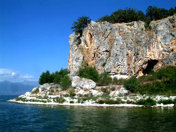 Scenic view of sea against clear sky