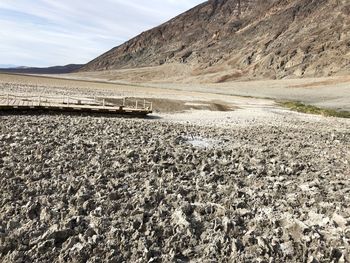 Surface level of land against sky