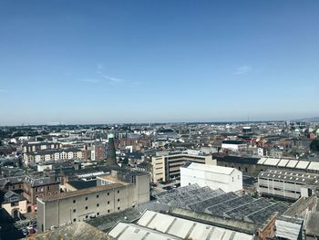 High angle view of townscape against sky