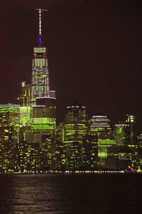 City lit up at night