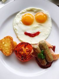 High angle view of food in plate