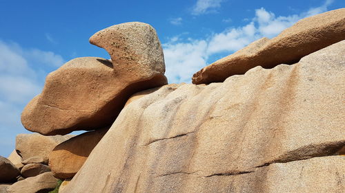 Low angle view of rock formations