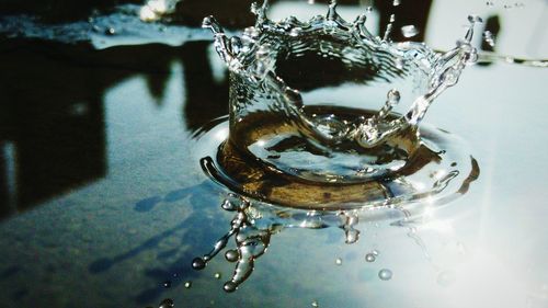 Close-up of water on table