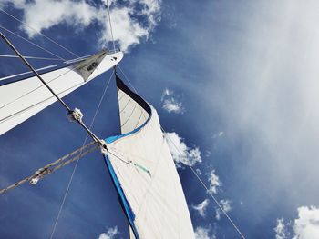 Low angle view of sailboat against sky