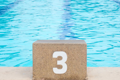 High angle view of text on swimming pool