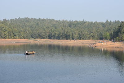 Scenic view of lake against clear sky