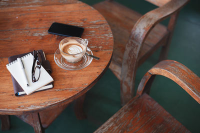 High angle view of electric lamp on table