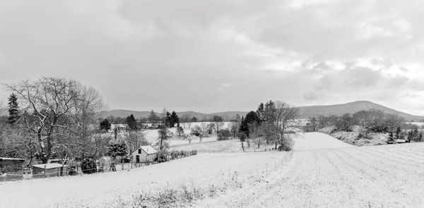 Scenic view of landscape against cloudy sky