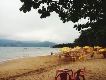 Scenic view of beach against sky