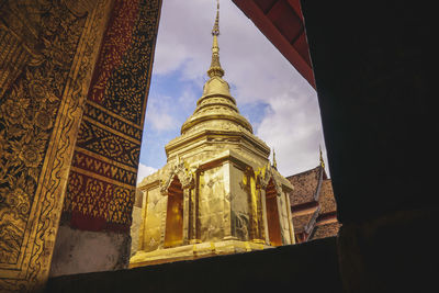 Low angle view of temple building against sky