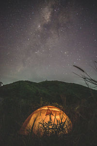 View of tent against sky at night