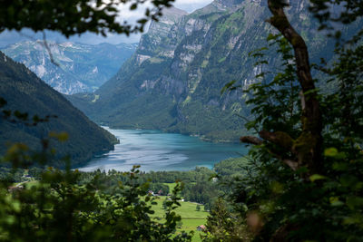 Scenic view of sea and mountains