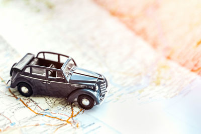 Close-up of toy car on table